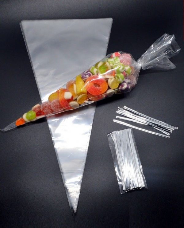 CLEAR Cellophane Cone Bags